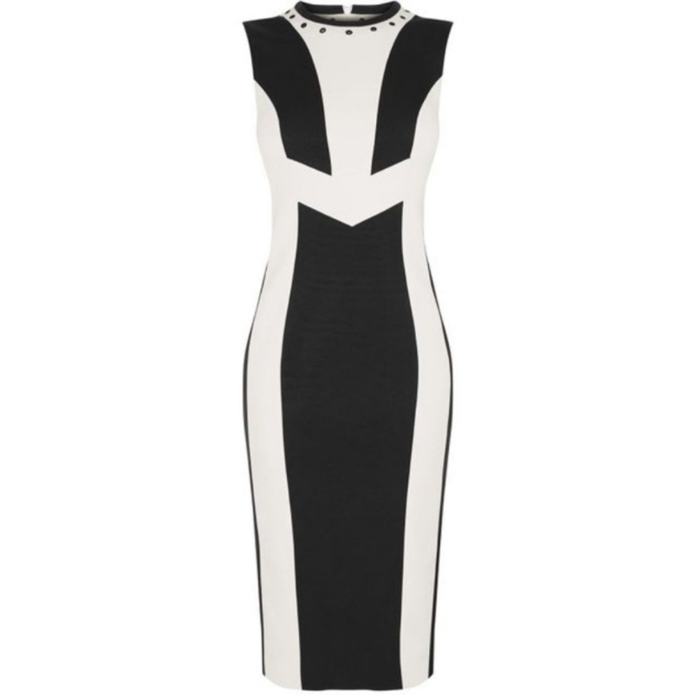 NEW Karen Millen Contrast Panel Pencil Dress